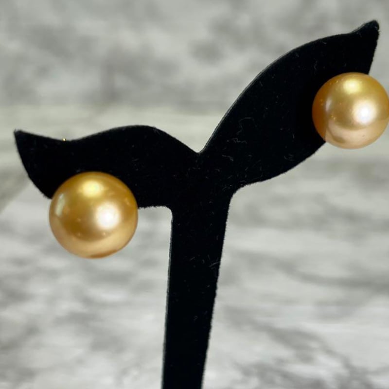 k18GOLD南洋白蝶真珠13,9ミリゴールデンパールピアス | kyoemeguro_bijoux