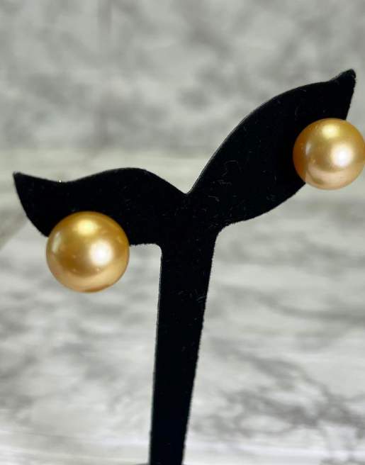 k18GOLD南洋白蝶真珠13,9ミリゴールデンパールピアス | kyoemeguro_bijoux