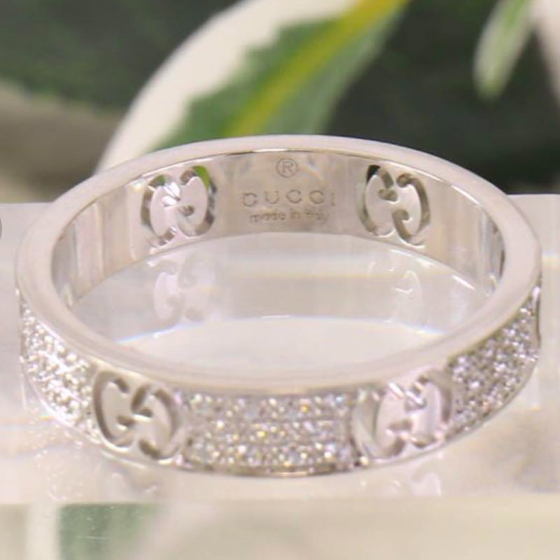 グッチ☆K18WGリング☆アイコンスターダストパヴェリング☆サイズ＃15