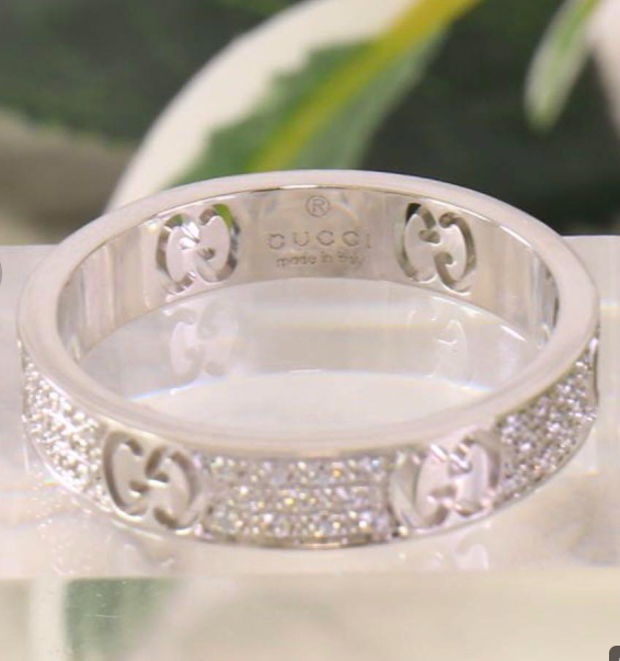 グッチ☆K18WGリング☆アイコンスターダストパヴェリング☆サイズ＃15