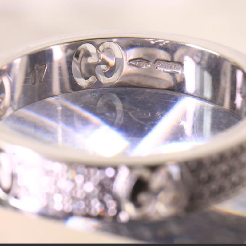 グッチ☆K18WGリング☆アイコンスターダストパヴェリング☆サイズ＃15