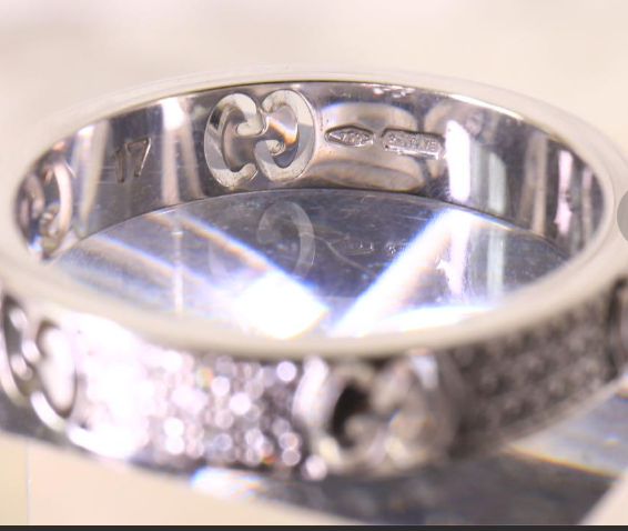 グッチ☆K18WGリング☆アイコンスターダストパヴェリング☆サイズ＃15