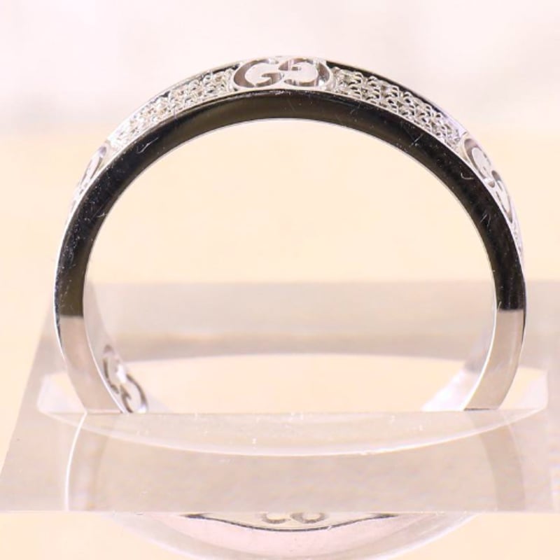 グッチ☆K18WGリング☆アイコンスターダストパヴェリング☆サイズ＃15