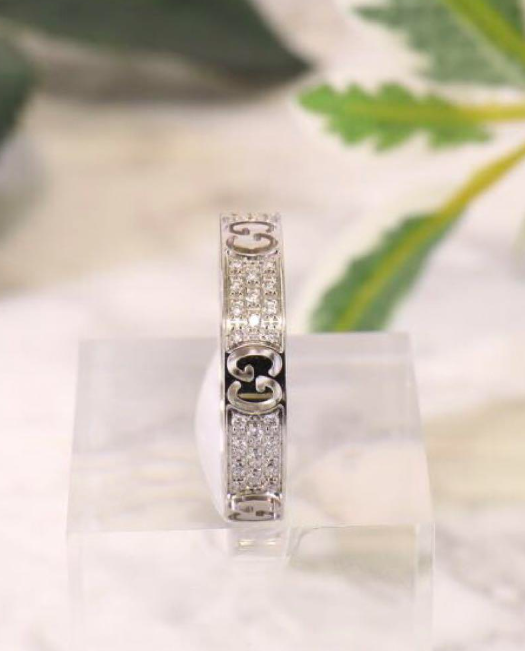 グッチ☆K18WGリング☆アイコンスターダストパヴェリング☆サイズ＃15