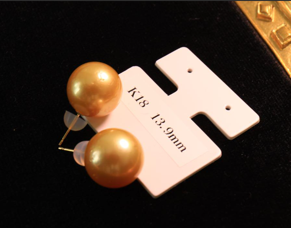 k18GOLD南洋白蝶真珠13,9ミリゴールデンパールピアス | kyoemeguro_bijoux