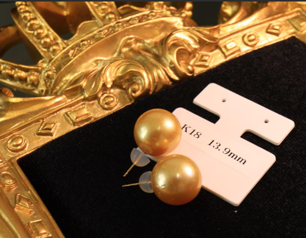 k18GOLD南洋白蝶真珠13,9ミリゴールデンパールピアス | kyoemeguro_bijoux