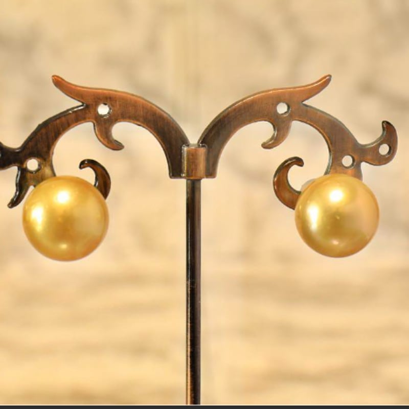 k18GOLD南洋白蝶真珠13,9ミリゴールデンパールピアス | kyoemeguro_bijoux