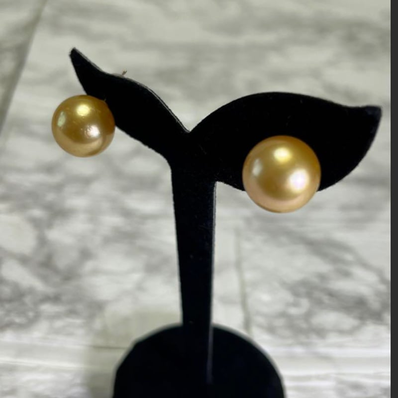 k18GOLD南洋白蝶真珠13,9ミリゴールデンパールピアス | kyoemeguro_bijoux