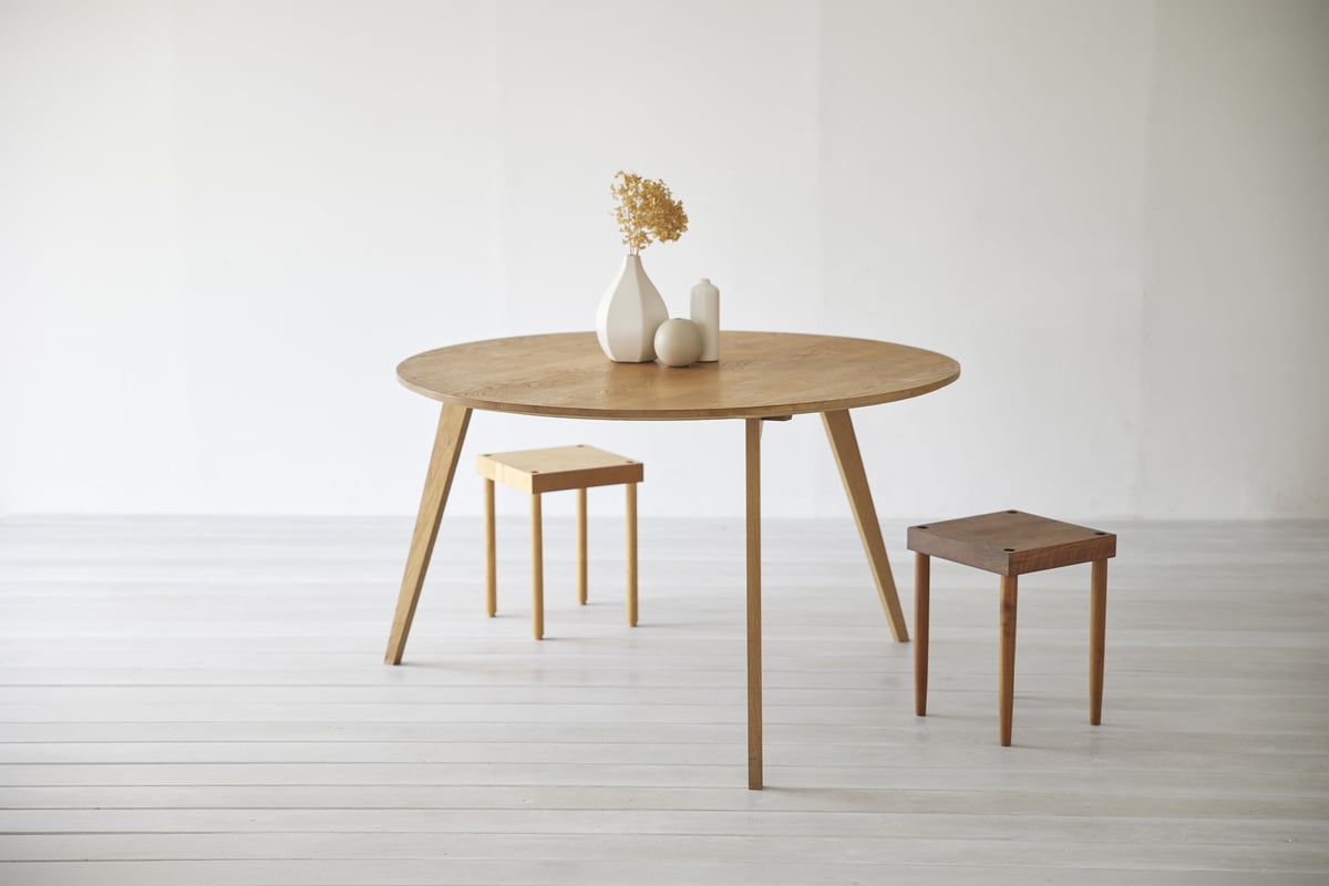 大阪☆配送無料エリア有「S183」 PLANK MIURAテーブル&スツール2脚