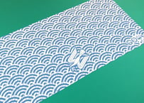 百印染：”青海波と白鳩” の手ぬぐい