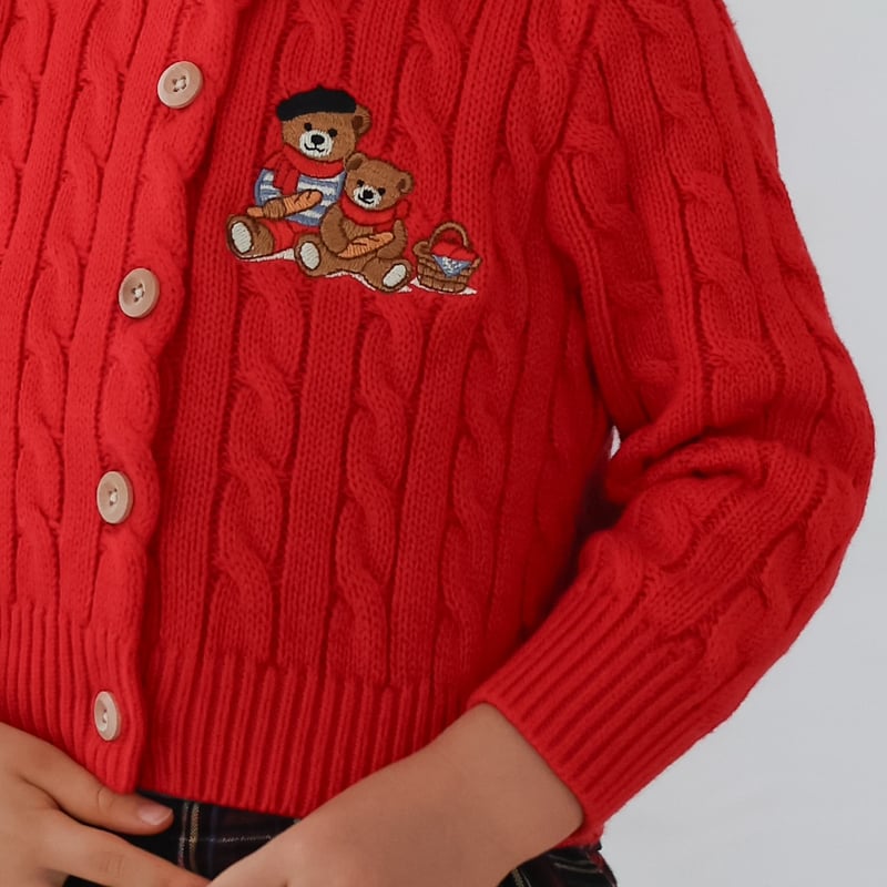 Red》Bear Cardigan(kids) | MINUIT(ミニュイ)