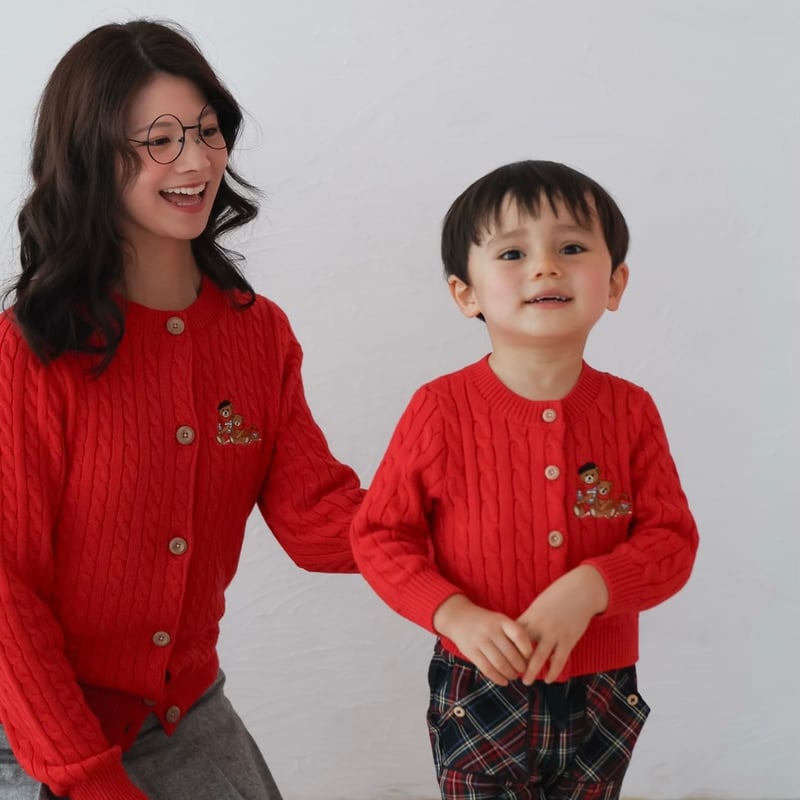 Red》Bear Cardigan(kids) | MINUIT(ミニュイ)
