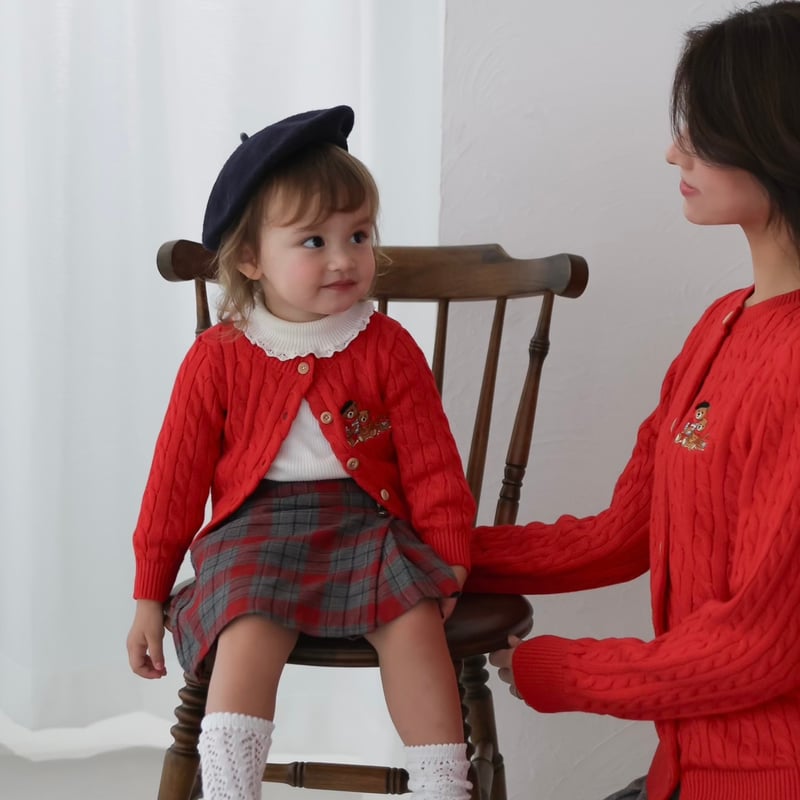 Red》Bear Cardigan(kids) | MINUIT(ミニュイ)