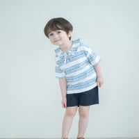 《Navy》flower ribbon blouse