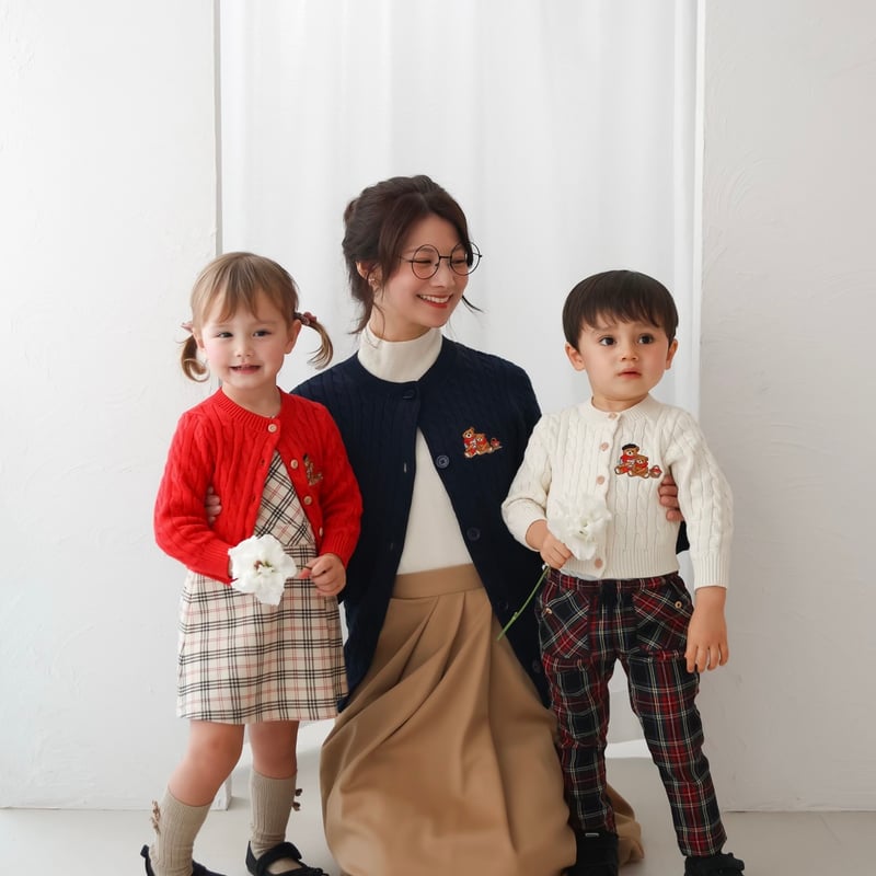 Red》Bear Cardigan(kids) | MINUIT(ミニュイ)