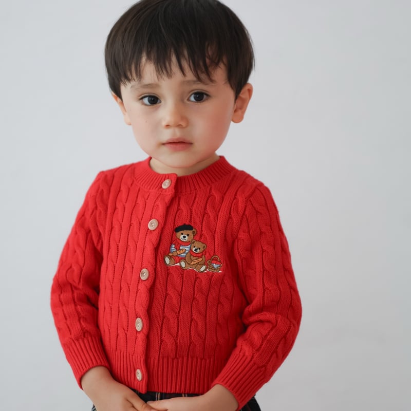 Red》Bear Cardigan(kids) | MINUIT(ミニュイ)