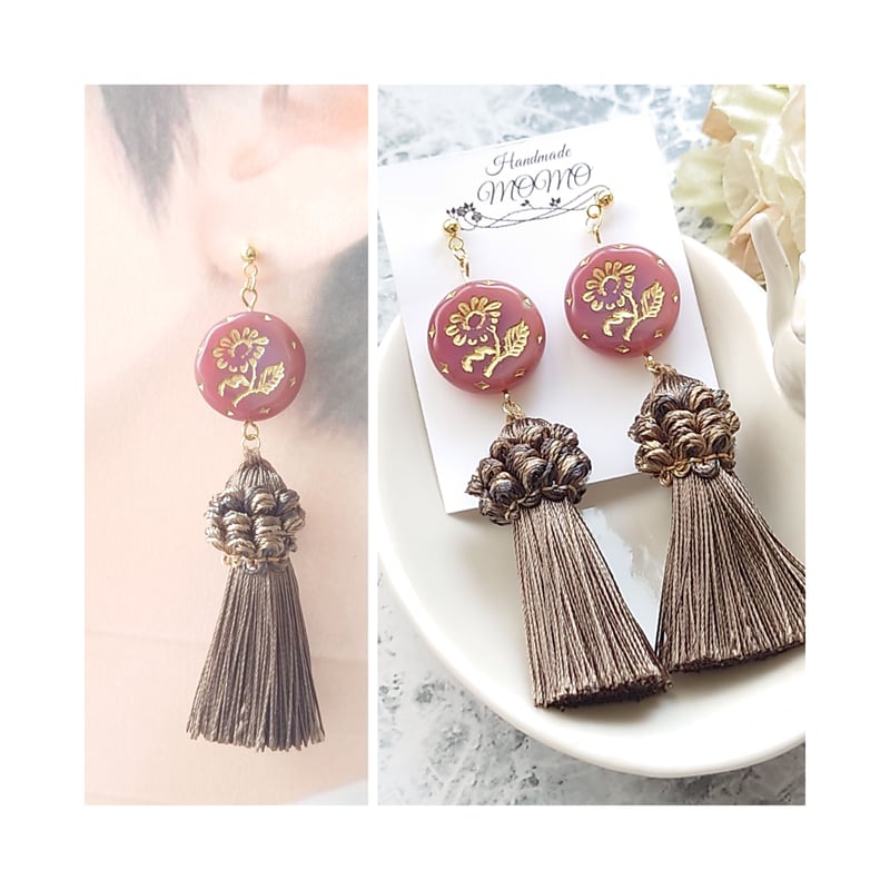 チェコビーズ✕タッセルピアス | momo
