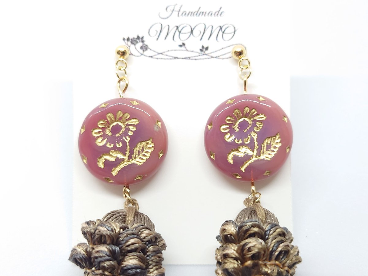 チェコビーズ✕タッセルピアス | momo