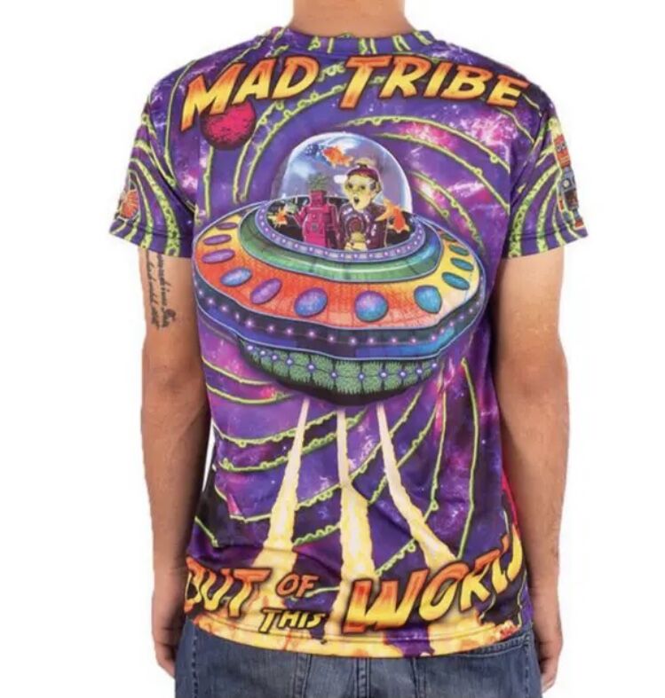 MAD キャラクター Tシャツ XL 100%コットン スカジャン風どらちゃん 赤虎 / クサカイ商店 ( kusakai )の