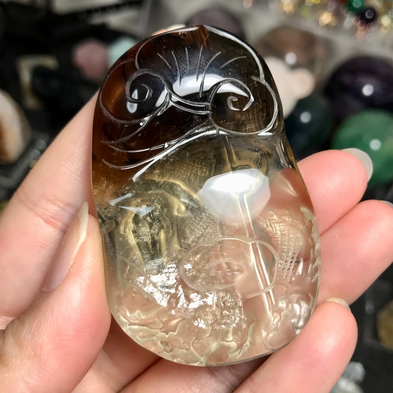 高品質】スモーキークォーツ カービング 龍 九尾将軍 ネックレス