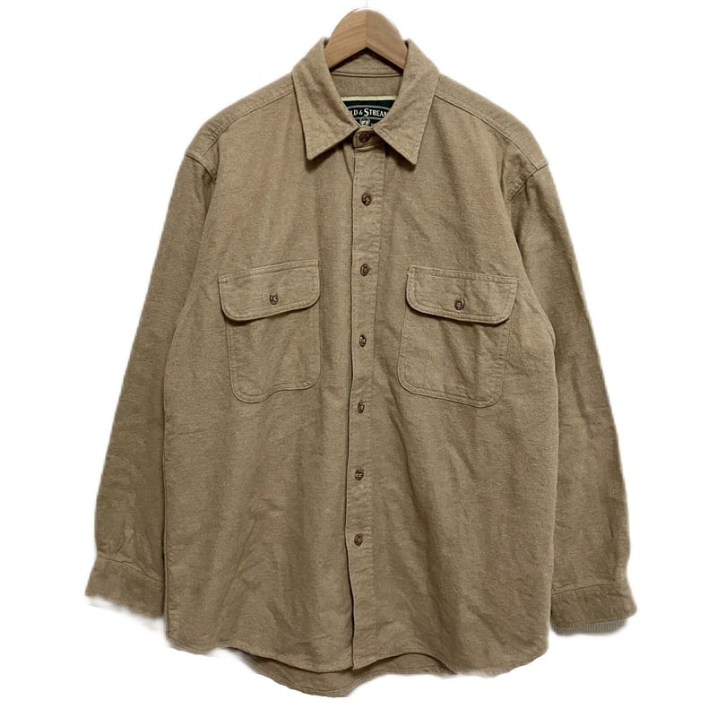 90s cabelas シャモアクロス　厚手シャツ　ブラウンカーキ 00s Field&Streem シャモアクロスシャツ ベージュ M | HOPE STORE