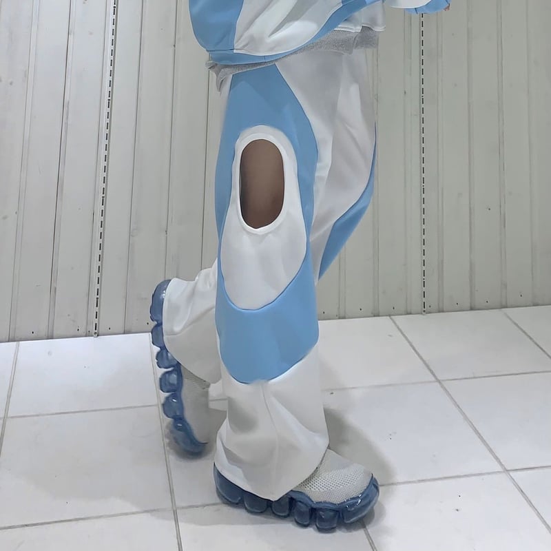 maonosuke リプルパンツ グレー×ホワイト リプルパンツ light blue | maonosuke新作