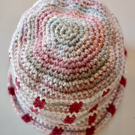 HAMAMOTO NATSUMI ｜Knit Hat  (Pink×Red)