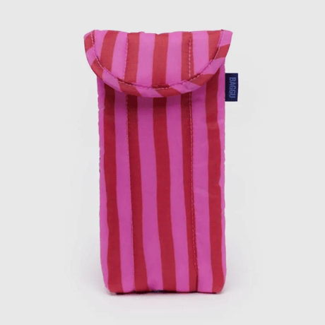 BAGGU Puffy Glasses Sleeve | ピンク＆レッドストライプ