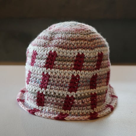 HAMAMOTO NATSUMI ｜Knit Hat  (Pink×Red)