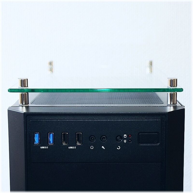 ガラストップPC机 PC MAGLAS ガラストップ（日本国内AGC製透明ガラス・小口磨き