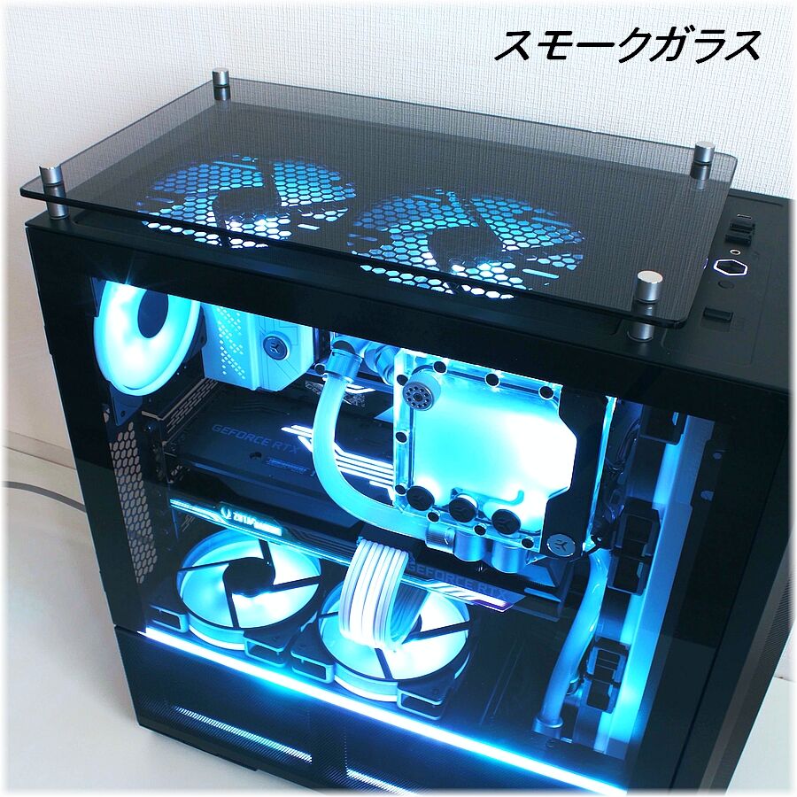 ガラストップPC机 PC MAGLAS ガラストップ 【日本国内AGCスモークガラス ・四方小口磨き
