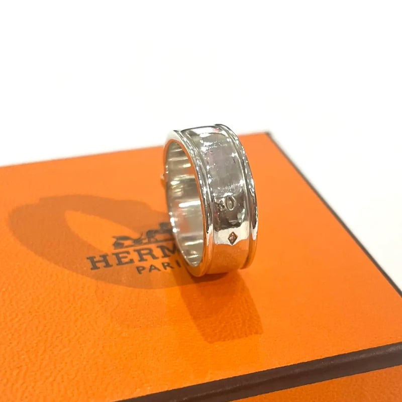 HERMES エルメス K18YG スターリングシルバーコンビ デザインリング HERMÈS】エルメス K18YG×SV925 コンビネーションリング 10号シルバー92