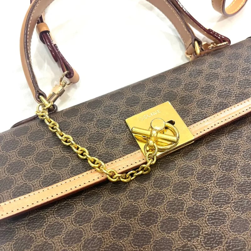 VINTAGE 【CELINE 】マカダム2wayチェーン金具モチーフトリオンフ