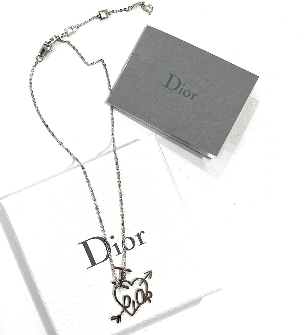 Christian Dior I LOVE DIOR ハート＆アロー ロゴネックレス シルバー