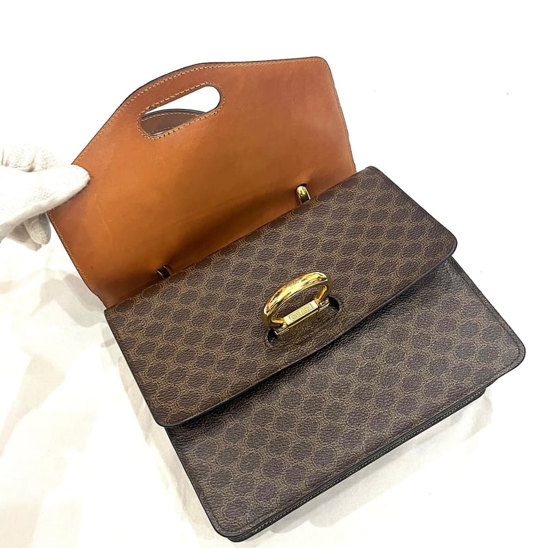 CELINE】1860 セリーヌ マカダム柄 二重フラップ ハンドバッグ