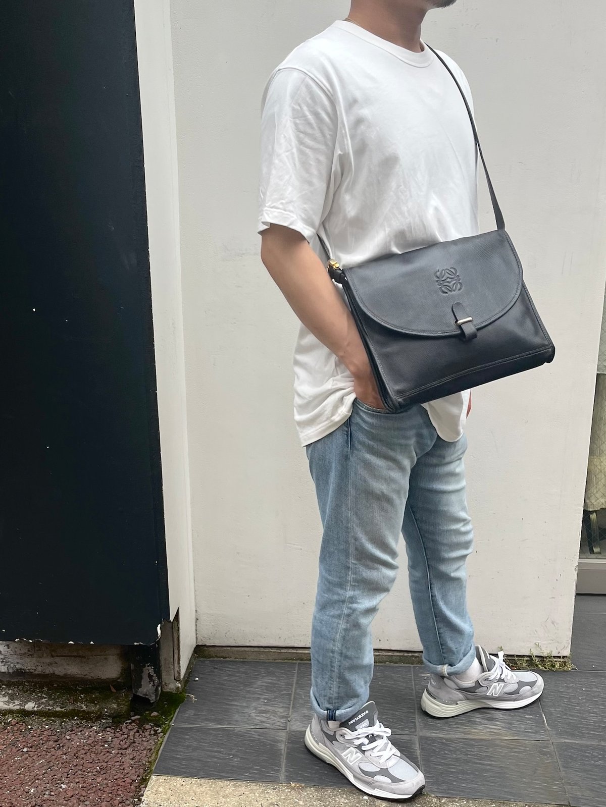 LOEWE ロエベ】ヴィンテージ 型押し本革レザー ショルダーバッグ
