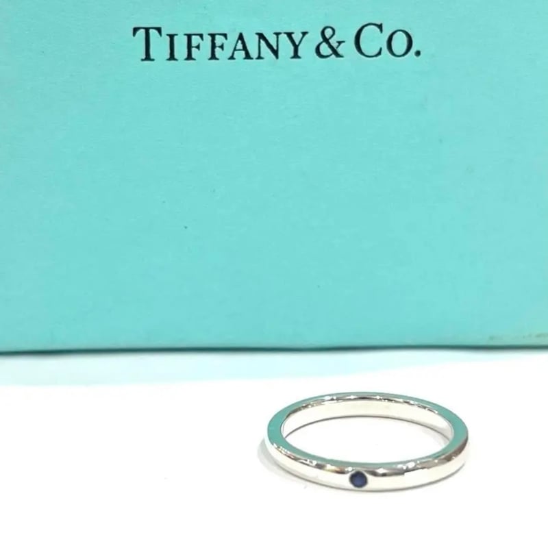 Tiffany & Co. シルバーリング サファイア付き SALE煌めく一粒サファイア1757輝くTIFFANY＆CO ティファニー