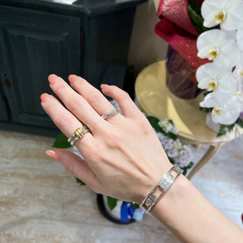 1716 TIFFANY＆CO指輪 18Kグルーブド ウィズ リングシルバーリング 925