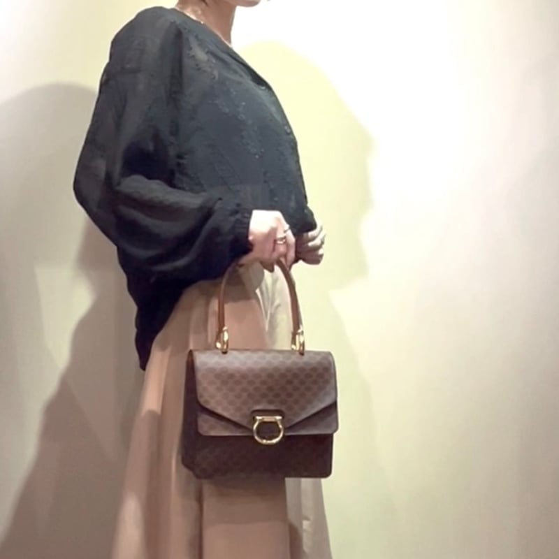 CELINE】1860 セリーヌ マカダム柄 二重フラップ ハンドバッグ