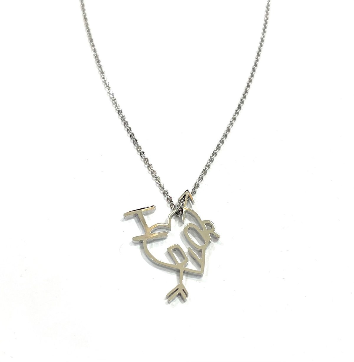 Christian Dior I LOVE DIOR ハート＆アロー ロゴネックレス シルバー