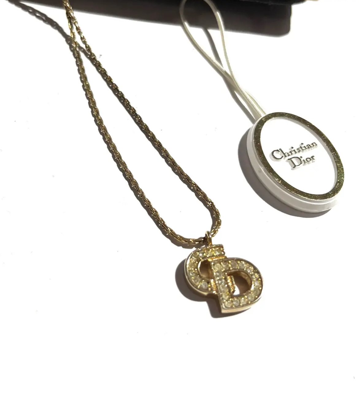 Christian Dior】 1147 DIOR CD ロゴストーンネックレスクリスチャン