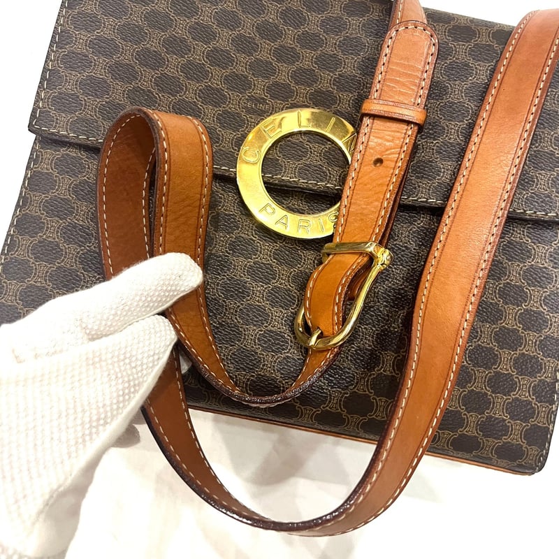 オールドセリーヌ CELINE マカダム柄 ショルダーバッグ OLD CELINE オールドセリーヌ マカダム柄ショルダーバッグ PVC