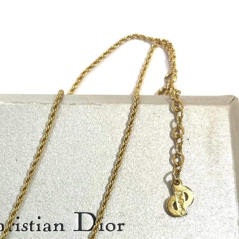 VINTAGE Christian Dior CDハートロゴストーンネックレスクリスチャン