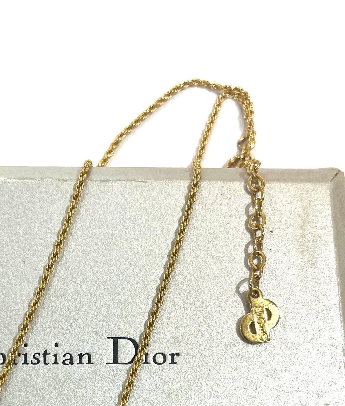 VINTAGE Christian Dior CDハートロゴストーンネックレスクリスチャン