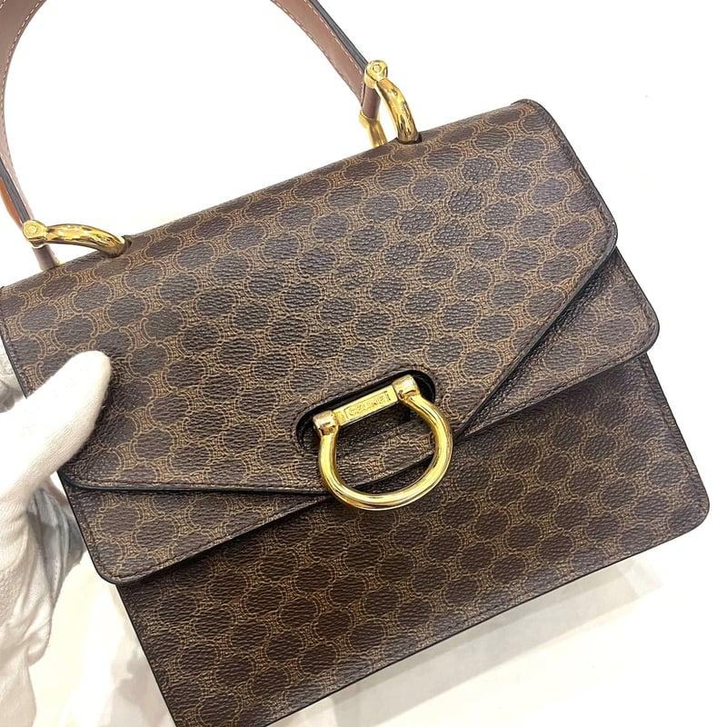 CELINE】1860 セリーヌ マカダム柄 二重フラップ ハンドバッグ