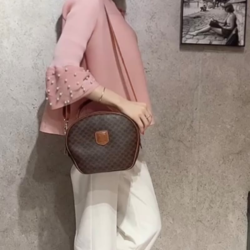 1662VINTAGE CELINE マカダム2wayバニティトリオンフレザーバッグ