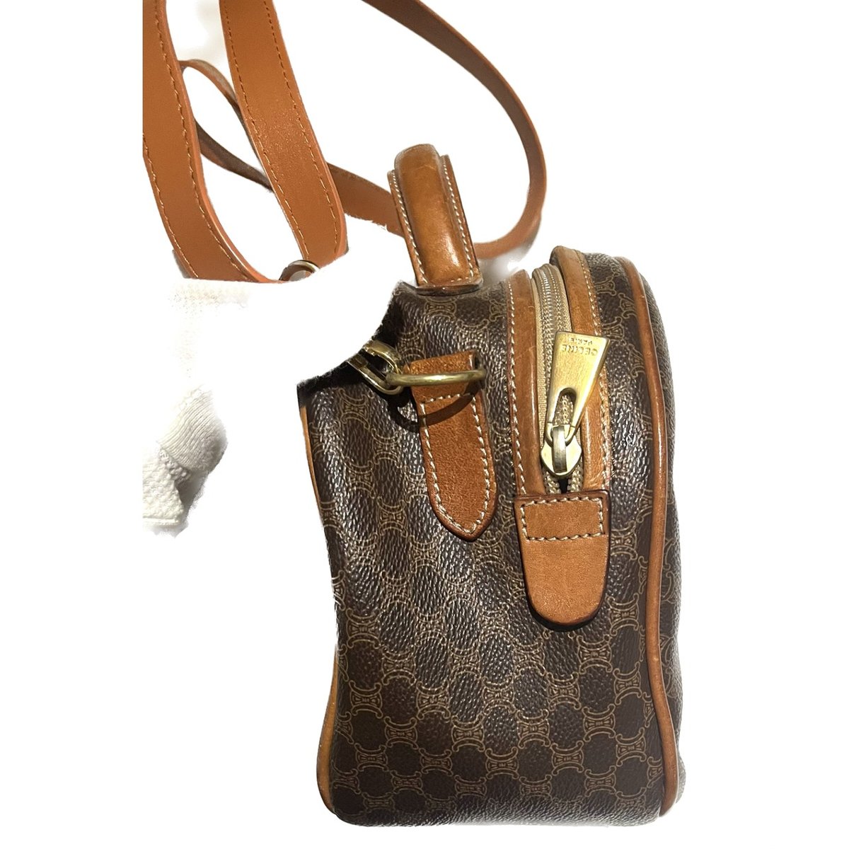 1662VINTAGE CELINE マカダム2wayバニティトリオンフレザーバッグ