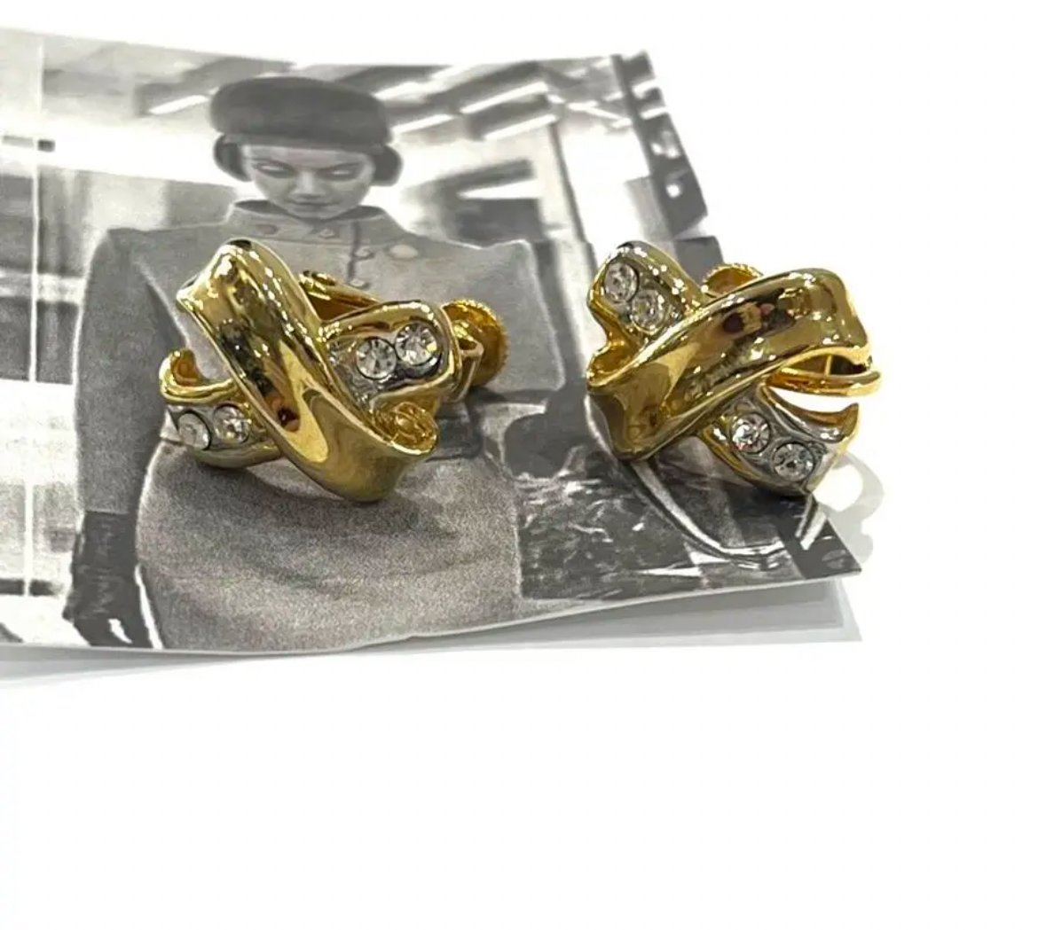艶クロス1784 90sVINTAGE EARRINGゴールド煌めきオーロラパール