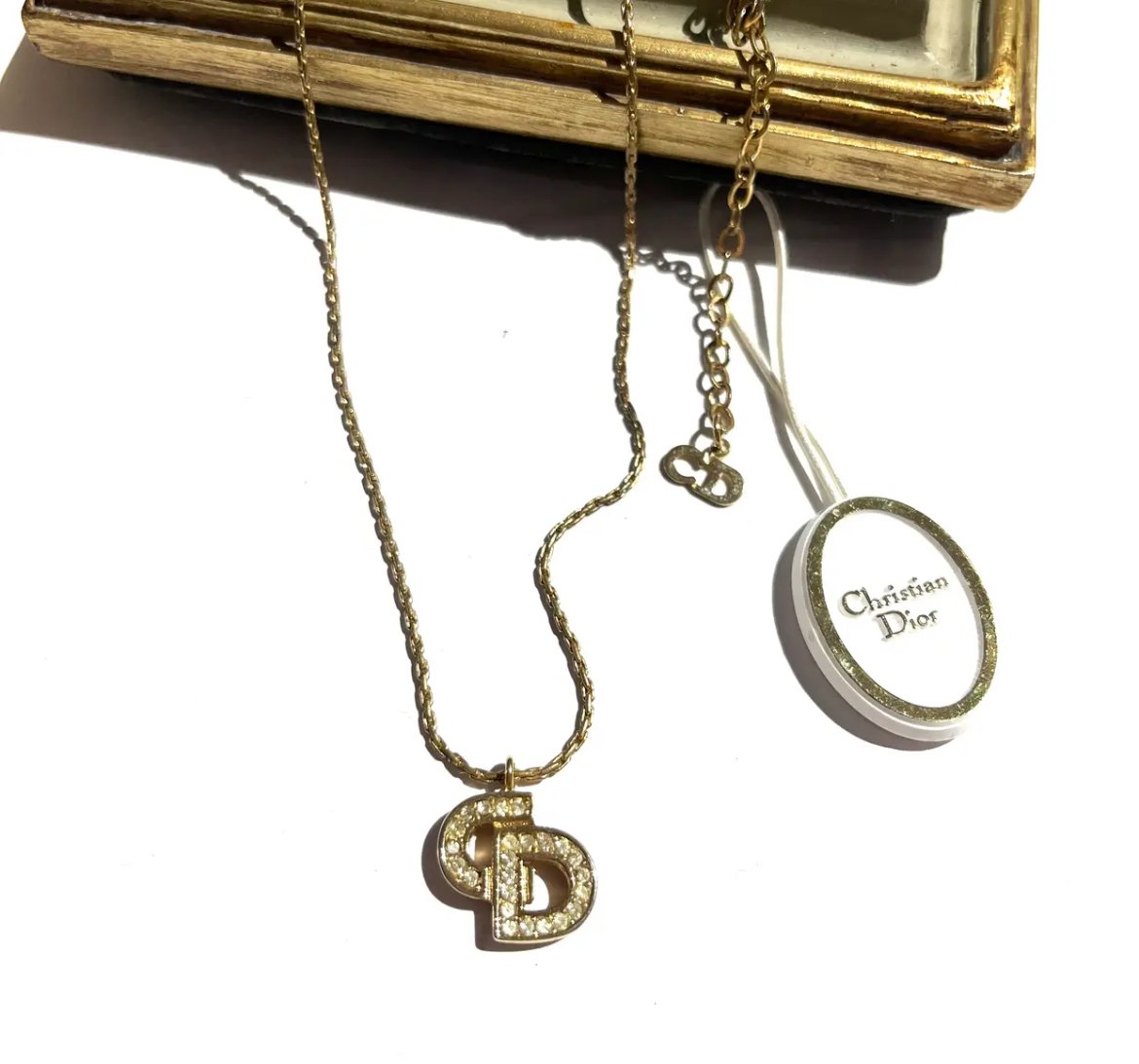 Christian Dior】 1147 DIOR CD ロゴストーンネックレスクリスチャン