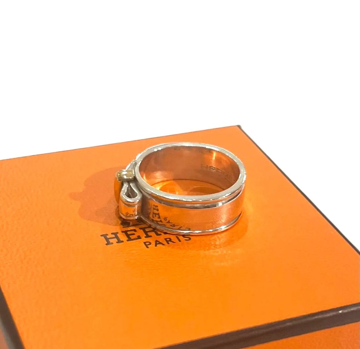 HERMÈS】エルメス K18YG×SV925 コンビネーションリング 10号シルバー92
